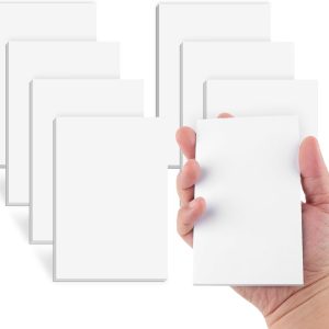 Note Pads 3x5 In, 8 Pack Blank Notepad, White Scratch Pads for Writing, 50 Sheets Per Memo Pad for Jotting Down Quick Notes, Pads of Paper for Grocery and Shopping Lists, Small Server Notebook