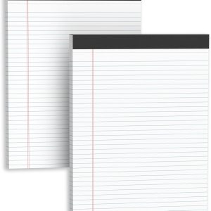 Legal Pads 8.5 X11, Narrow Ruled Notepads, 2 Pack, 50 Sheet/Pad, White Legal Pads, Tear Off Notepad, Perforated Writing Pad, Notebook Paper College Ruled, Notepads for Office Home School, Notepad