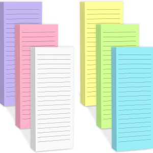 Magnetic Notepads Note Pads for Fridge with Full Magnet Back, 180 Sheets Colored Lined Refrigerator Notepad, 30 Sheets Per Pad for Grocery List, Shopping List, Office, Home, To-Do Lists & Memos