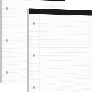 Legal Pads 8.5x11, 50 Sheets/Pack, 2-Pack,3-Hole Punch & Perforated Writing Pads, Wide Ruled White Lined Paper, Notebook 8.5x11.75, Notepads 8.5x11 for Business, School and Office Supplies