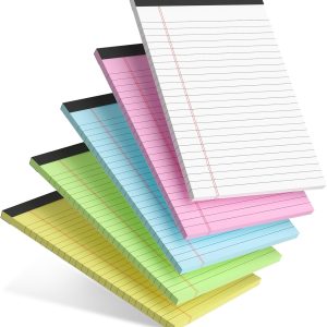 5pcs Small Note Pads 5x8 Notebook College Ruled Legal Pads Color Notepads 5 Pack Study Back Writing Pads 5 x 8 Perforated Narrow Ruled Pads of Paper for School & Office Supplies 30 Sheets/Pack