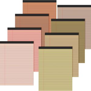8 Pcs 8.5'' x 11'' Colored Legal Pad 50 Sheets Per Writing Pads Narrow Ruled Notepad Perforated Writing Notepad Office Supplies for College Office Business (Nut Color)