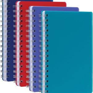Poly Spiral Notebooks, Small 5.7" x 8.5" Book, Thick Poly Cover, White Paper, College Rule, 80 Sheets/160 Pages, Jewel Tones, 4 Pack (69720)