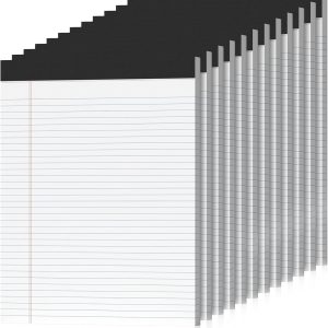 12 Pack Legal Pads 8.5 x 11 College Ruled 600 Sheets Note Pads 8.5 x 11 Inch Notepads Perforated Writing Pads 8.5 x 11 Pads of Paper Lined White Paper, 50 Sheets per Notepad for Home, Office, School