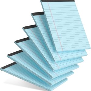 6pcs Small Note Pad 5x8 College Ruled Blue Legal Pads Paper Notepads 6 Pack Study Back Writing Pads 5 x 8 Legal Pads Perforated Narrow Ruled Pads of Paper Blue