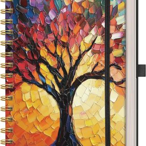 Spiral Journal Notebook, 160 Lined Pages, A5 Medium Size (5.7'' x 8.3''), for Men & Women, Journaling, Writing, Work & Office, Hardcover, 100 GSM Thick Paper (Colourful Tree)