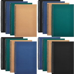 12 Pack Hardcover Spiral Notebook College Ruled A5 Lined Spiral Journal Notebook for Office School Supplies, 100 Pages/ 50 Sheets, 8.3 x 5.5 Inches