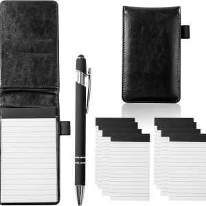 10 Pieces Small Notepad Holder Set Pocket Notebook 3 x 5 Inch with Pen