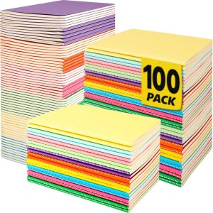 100 Pack Small Lined Notepads Bulk, Mini Journal Pocket Notebooks Set 3.5 Inch x 5.5 Inch, Colored Cover Notebook Wide Ruled, 10 Colors 24 Sheets (48 Pages) for Traveler, Students, School Supplies