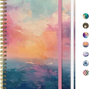 Lined Spiral Notebook Journal for Women A5(5.8" × 8.3"), Cute Hardcover Notebook for Work, School & Note Taking, Pretty College Ruled Journal for Writing, 140 Pages, Sunset
